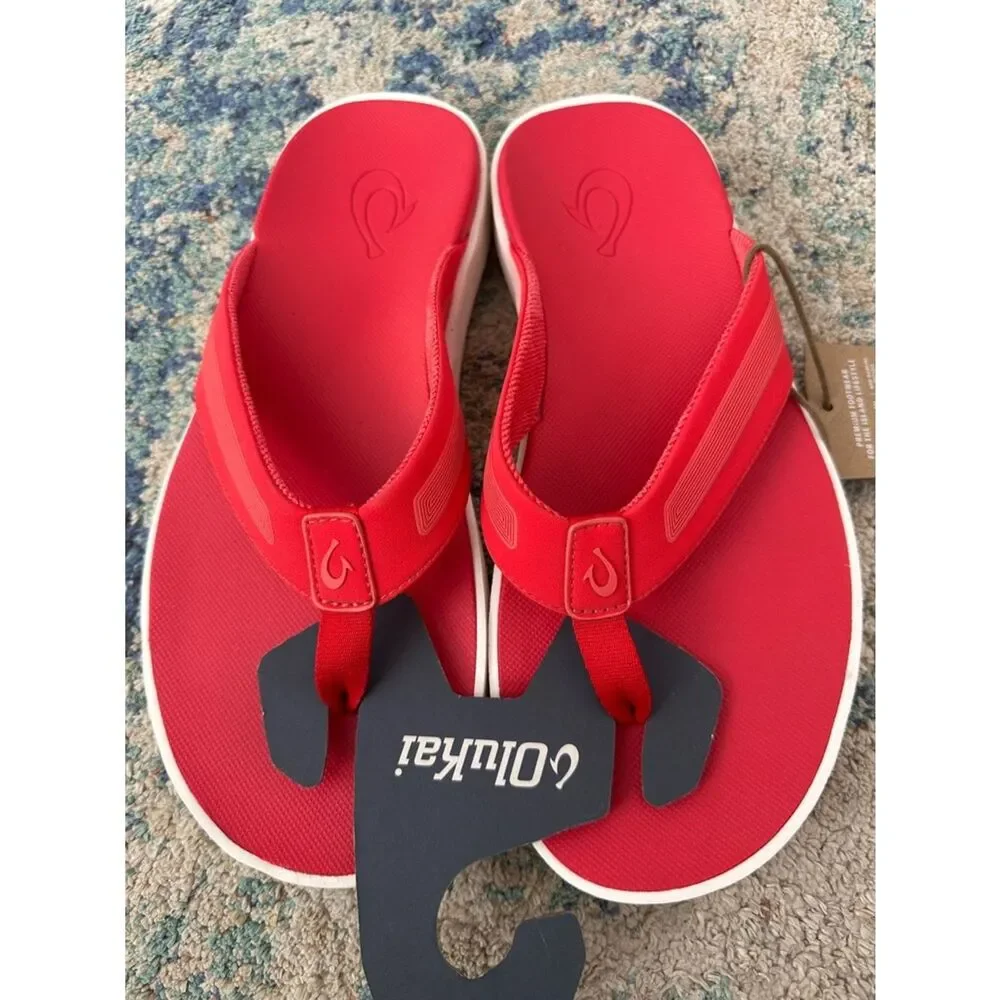 NWT OluKai Leeward Red Flip Flop Sandals